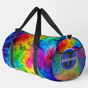 Lebendiges Spektrum-Swirl-Monogramm personalisiert Duffle Bag