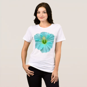 Lebendiges Teal-Hibiskus-Blumengrafik-T-Shirt Tri-Blend Shirt