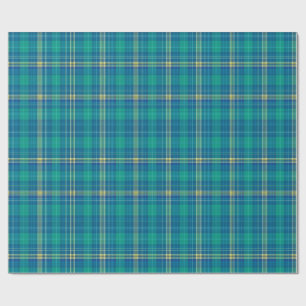 Lebendiges Teal und Mariner-Karomuster Geschenkpapier