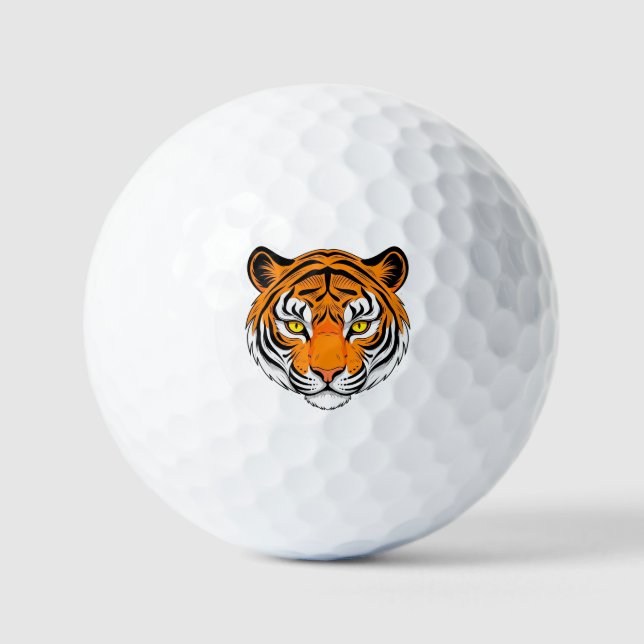 Lebendiges Tigergesicht Golfball (Vorderseite)