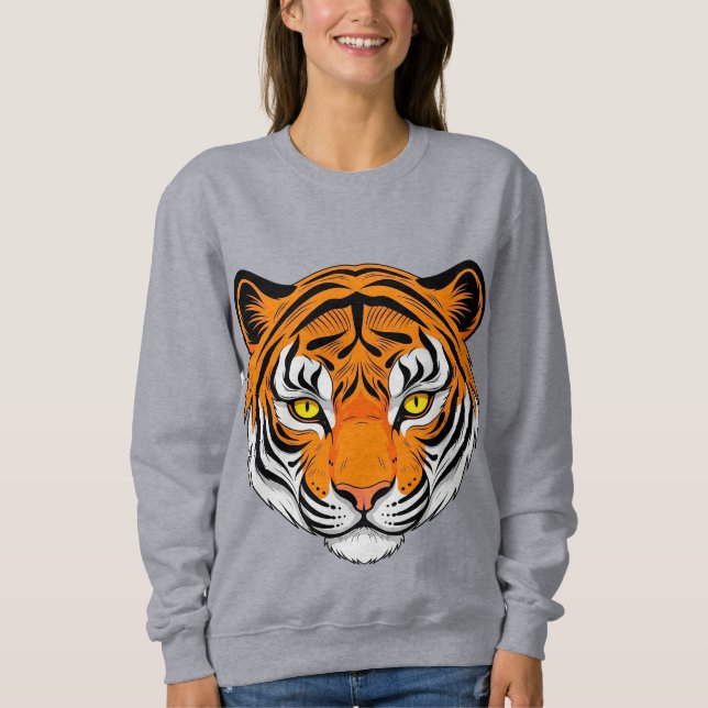 Lebendiges Tigergesicht Sweatshirt (Vorderseite)
