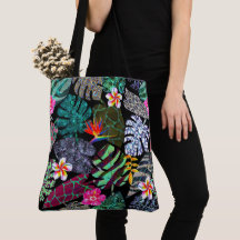 Lebendiges tropisches Blätter- und Blumenmuster