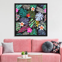 Lebendiges tropisches Blätter- und Blumenmuster