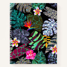 Lebendiges tropisches Blätter- und Blumenmuster