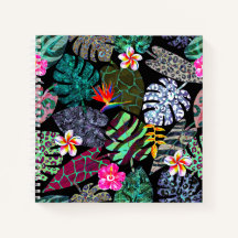 Lebendiges tropisches Blätter- und Blumenmuster