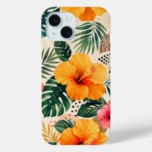 Lebendiges tropisches Hibiskus-Blumen nahtloses Mu Case-Mate iPhone Hülle