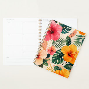 Lebendiges tropisches Hibiskus-Blumen nahtloses Mu Planer