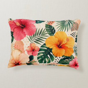 Lebendiges tropisches Hibiskus-Blumenmuster ohne N Dekokissen