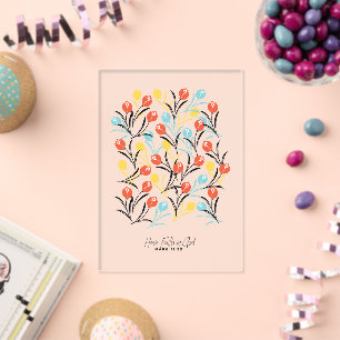 Lebendiges Tulpenmuster Blumendesign auf Weiß Acryleinladungen