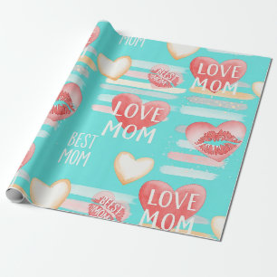 Lebendiges Türkis MOM-Würdigungs-Pop-Muster Geschenkpapier