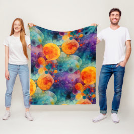 Lebendiges Türkis-Purple-Orange-Fraktal-Kunstmuste Fleecedecke