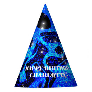 Lebendiges und kosmisch blaues funkelndes Glitter Partyhütchen