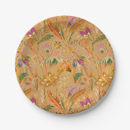 Lebendiges Vintage-Blumenmuster Pappteller