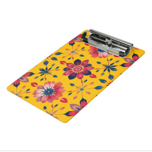 Lebendiges Volkskunst-Blumenmosaik Mini Klemmbrett