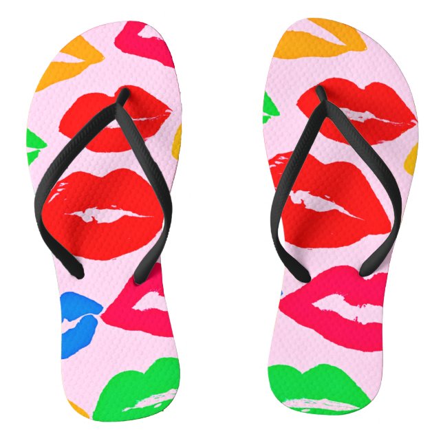 Lebendiges Von Farben Geküsst Muster Flip Flops (Fußbett)