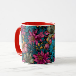 Lebendiges Weihnachts-Botanik-Fantasie-Muster Tasse
