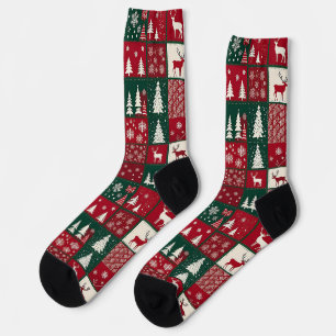 Lebendiges Weihnachtsmuster Socken