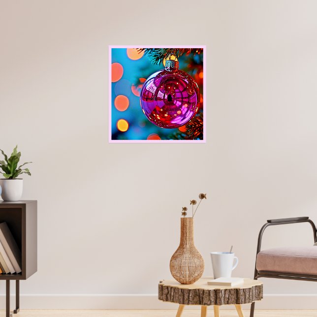 Lebendiges Weihnachtsornament mit funkelndem Desig Poster (Wohnzimmer 3)