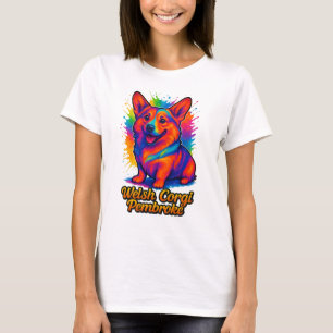 Lebendiges Welsh Corgi Pembroke Pop-Art-Design T-Shirt