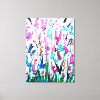Lebendiges Wildblumenfeld Abstrakt Leinwanddruck