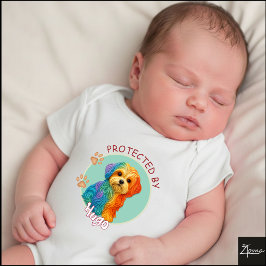 Lebendiges Wirbel Quilling-Malteser-Hund-Porträt Baby Strampler