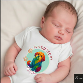 Lebendiges Wirbel-Quilling-Shih-Tzu-Hundeporträt Baby Strampler