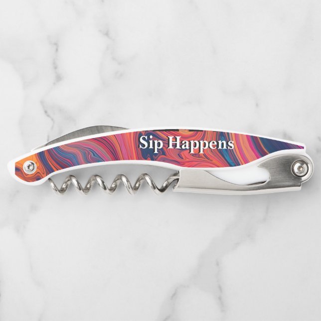 Lebendiges Wirbeldesign Lustiger Spruch Bier Kellnermesser (Rückseite)