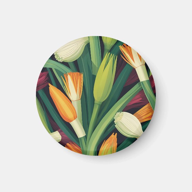 Lebendiges Zwiebelblütenmuster Magnet (Vorne)