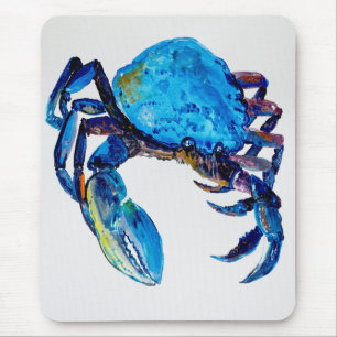 Lebenillustration der blauen Krabbe See, Küsten, Mousepad