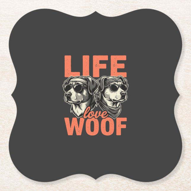 Lebens Liebe Wuff Hunde Liebhaber Untersetzer (Vorderseite)