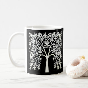 Lebensbaum #1 Weiß auf schwarz Kaffeetasse