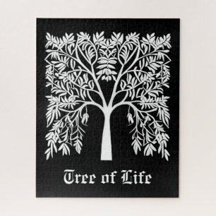 Lebensbaum #1 Weiß auf schwarz Puzzle