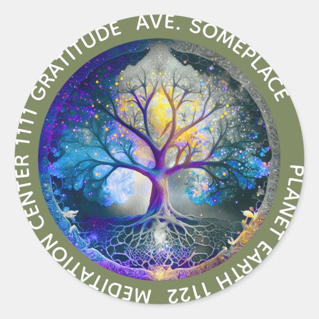 Lebensbaum | Celestial Runder Aufkleber (Vorderseite)