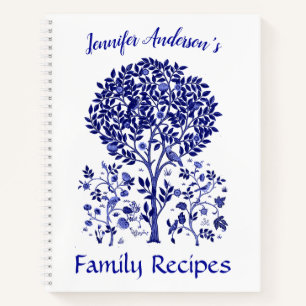 Lebensbaum, Cobalt Blue Recipe Notebook Notizbuch
