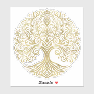 Lebensbaum Creme & Gold keltische Hochzeit Aufkleber