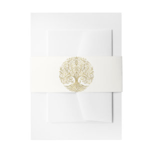 Lebensbaum Creme & Gold keltische Hochzeit Einladungsbanderole