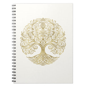 Lebensbaum-Creme- und Gold-Celtic-Hochzeit Notizblock