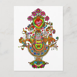 Lebensbaum Dia de Muertos Postkarte