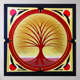 Lebensbaum in rotem Poster