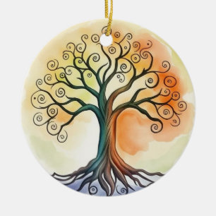 Lebensbaum Keramik Ornament