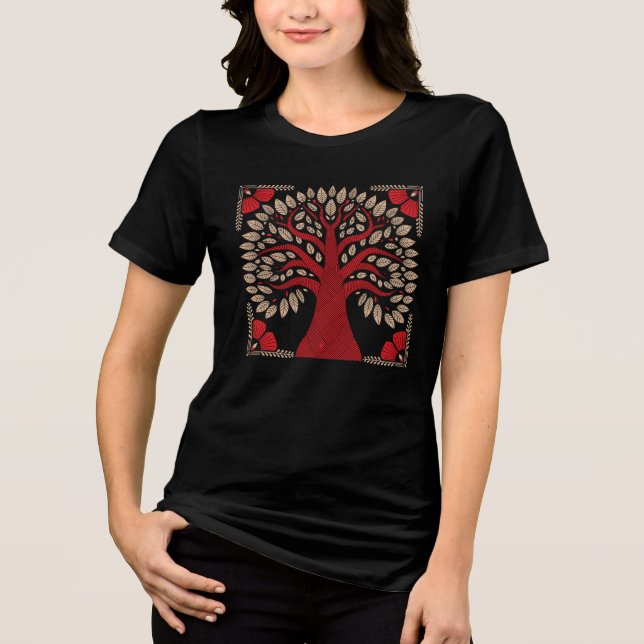 Lebensbaum Kunst Tri-Blend Shirt (Vorderseite)