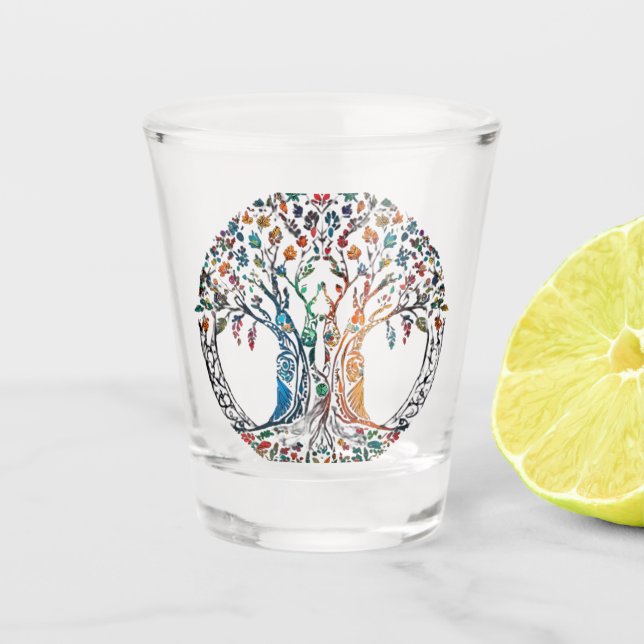 Lebensbaum lebhaft schnapsglas (Vorderseite)