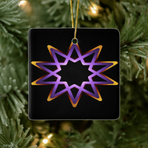 Lebensbaum Lila Orange-Sternzeichen Keramikornament
