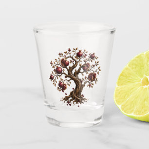 Lebensbaum mit Granatäpfeln 3D-Relief-Kunst Schnapsglas