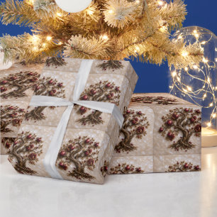 Lebensbaum mit Granatäpfeln 3D-Reliefkunst Geschenkpapier