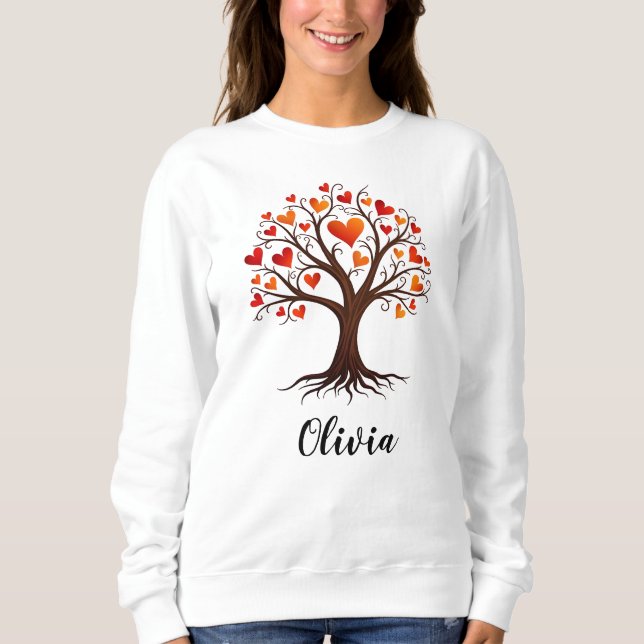Lebensbaum mit herzförmigen Blätter Sweatshirt (Vorderseite)