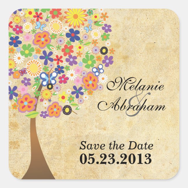 Lebensbaum Quadratischer Aufkleber (Vorderseite)