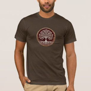 Lebensbaum Rustikal Dunkelrot Keltisch T-Shirt