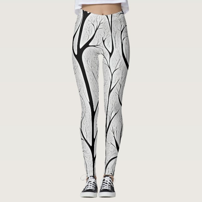 Lebensbaum schwarz & weiß leggings (Vorderseite)