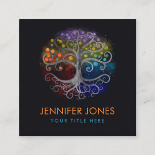 Lebensbaum Silberschwirl Quadratische Visitenkarte